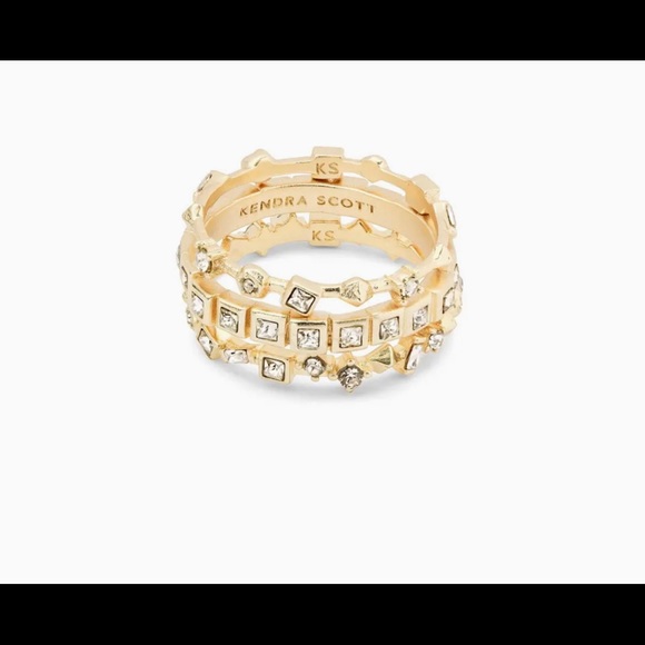 Kendra Scott Jewelry - COPY - Karis Gold Ring Set Of 3 In White Crystal
